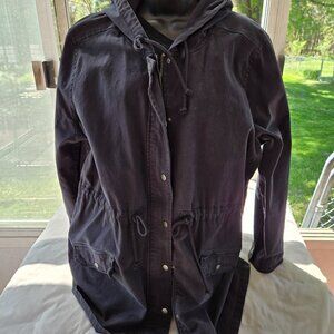 Lucky Brand Women's Charcoal Black Full Zip Hooded Anorak Style Jacket XL